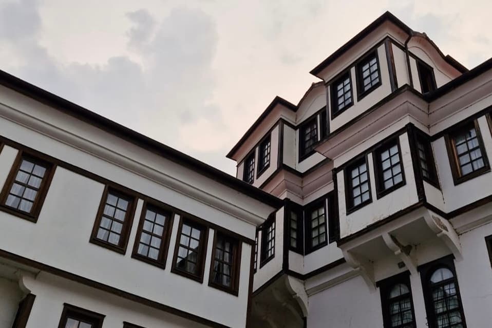 Traditional Ohrid architecture seen along the walking tour